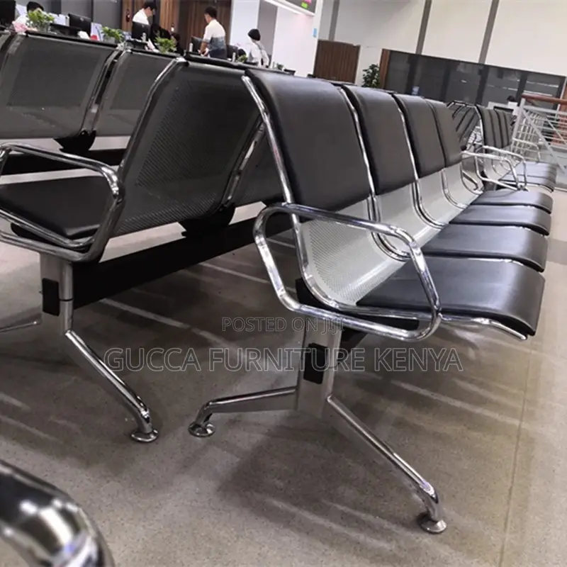 3-Seater Leather Padded Waiting Guest Bench