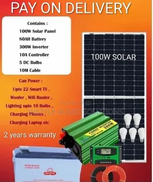 100 Watts Solar Kit 80ah Gel Battery - 300w Inverter - 10a Controller