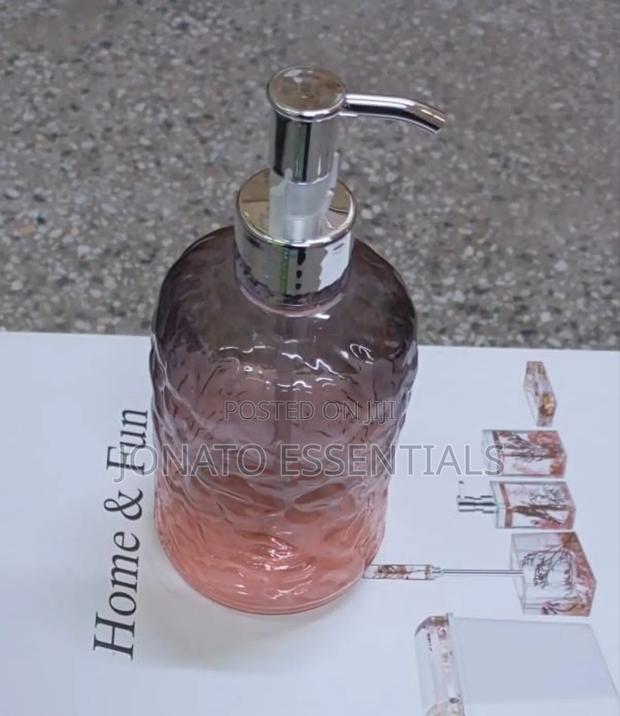 Luxury Glass Soap Dispenser - Textured Lotion Bottle - thumbnail 3