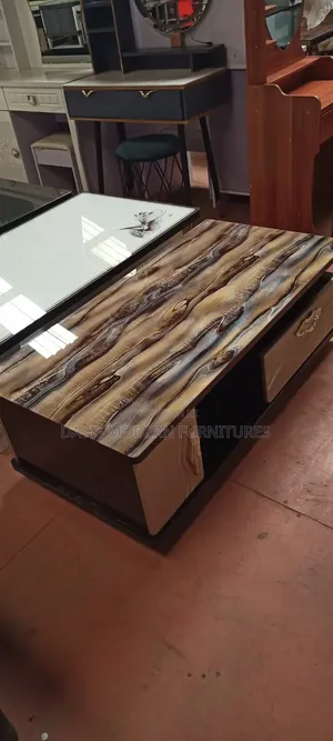 Coffee Table With Wood -Grain Epoxy Top