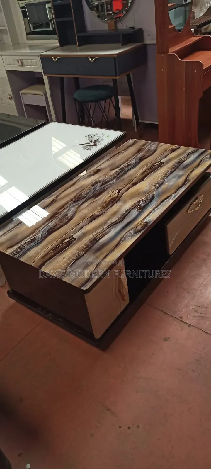Coffee Table With Wood -Grain Epoxy Top
