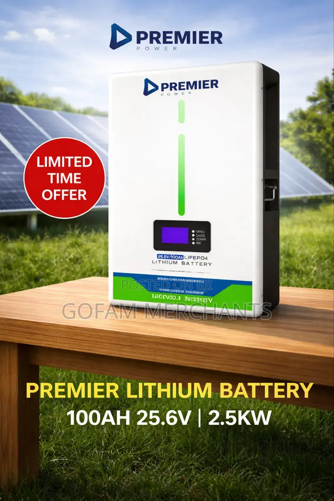 2.56kwh 24vv 100ah Premier Lithium Battery–