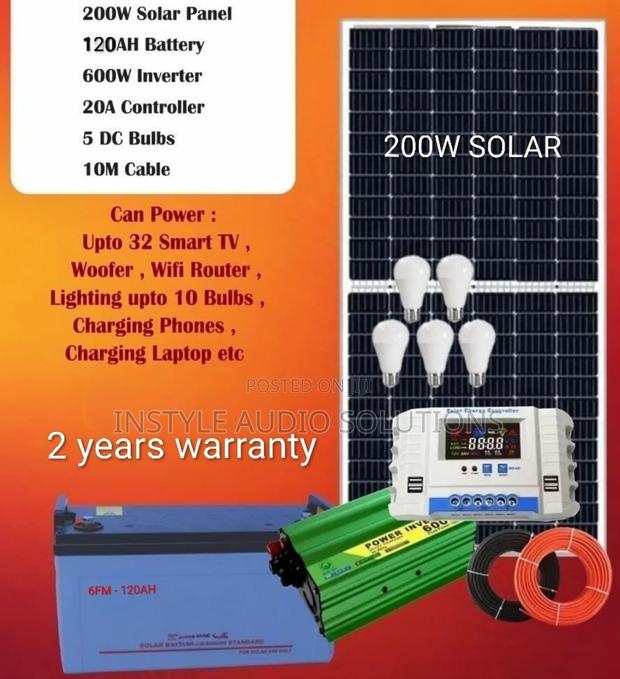 200w Solar Full Kit - 120ah Gel Battery 300w Inverter Pay on Delivery