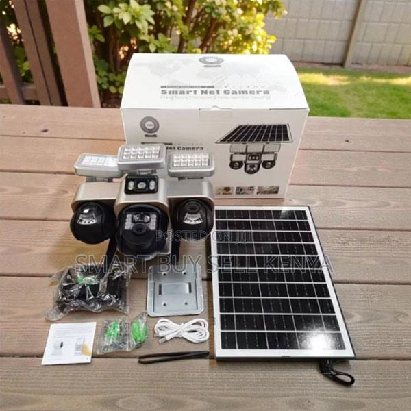 Property Protection 30mp 4g Triple Lens Solar Camera Solar Flood Light
