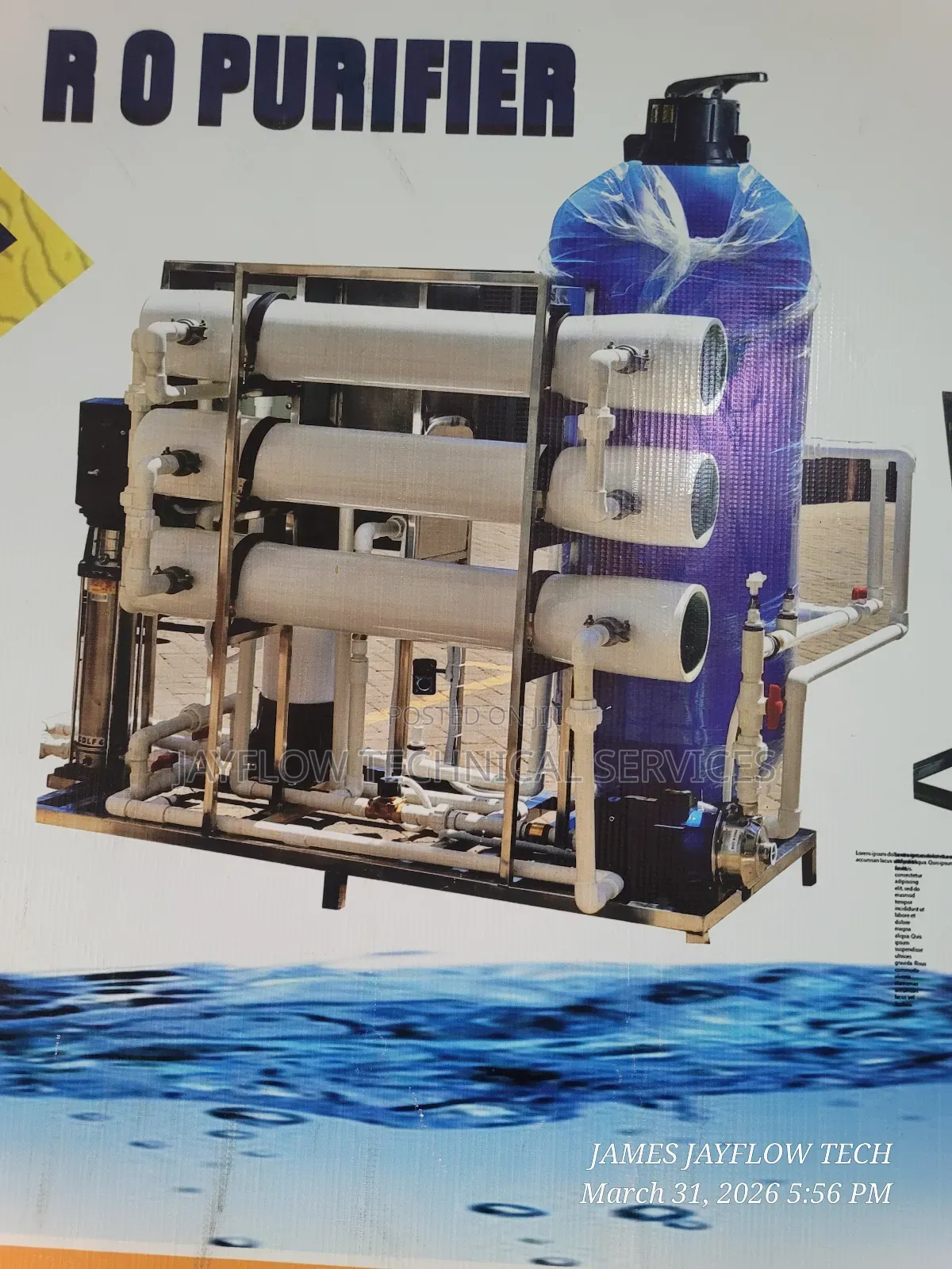 Salty Water Purifier(Ro) 3000 LPH