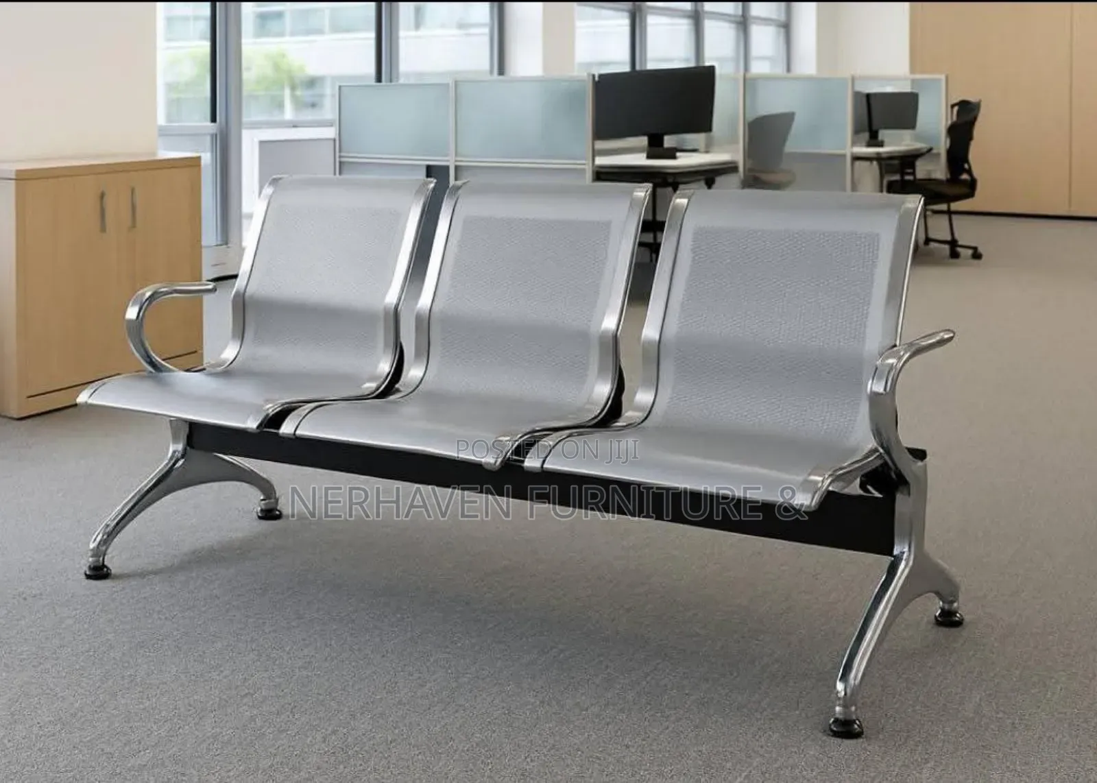 3 Seater Reception Office Bench – Modern Waiting Area Seating
