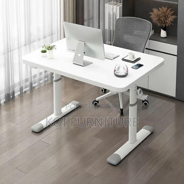 Office Desk : White Adjustable Manual Office Table 1200mm - main view