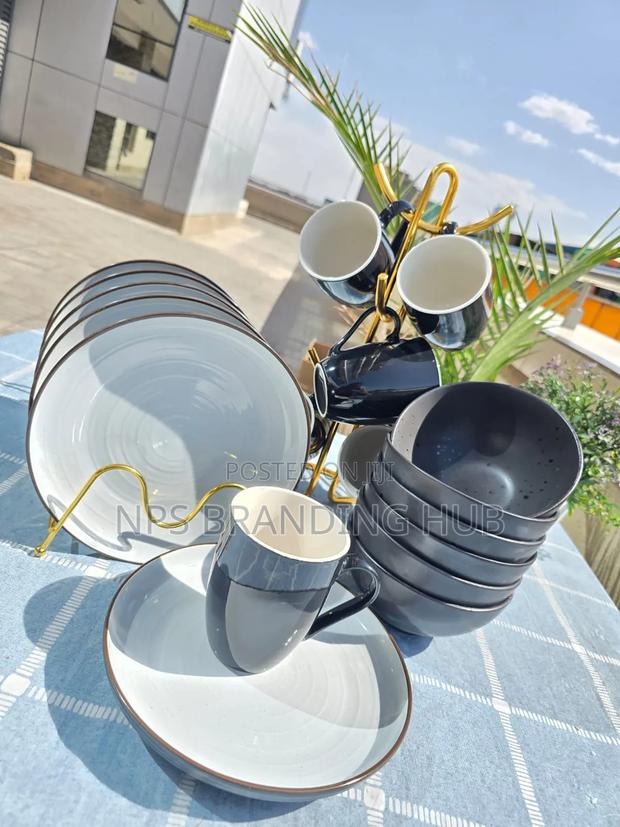 18pc Greyish Ceramic Dinner Set Sen - main view