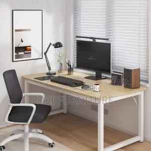 Office Desk : 1.2m Modern Office Desk With Rustic Wood-Finish Top