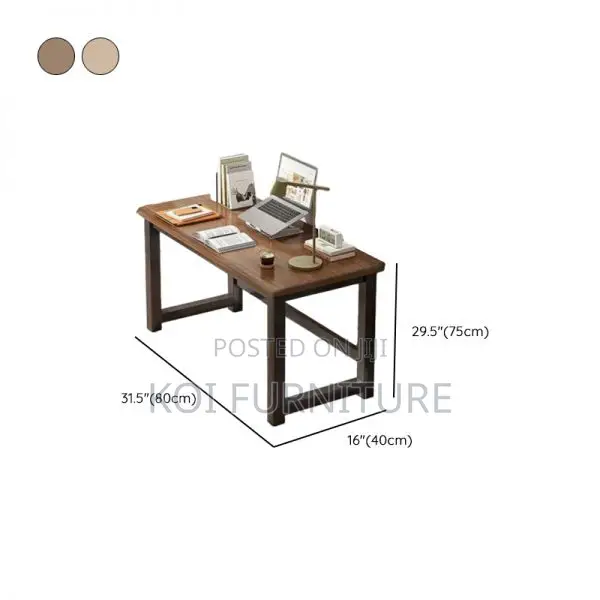 Office Desk : 1.2m Modern Office Desk With Rustic Wood-Finish Top