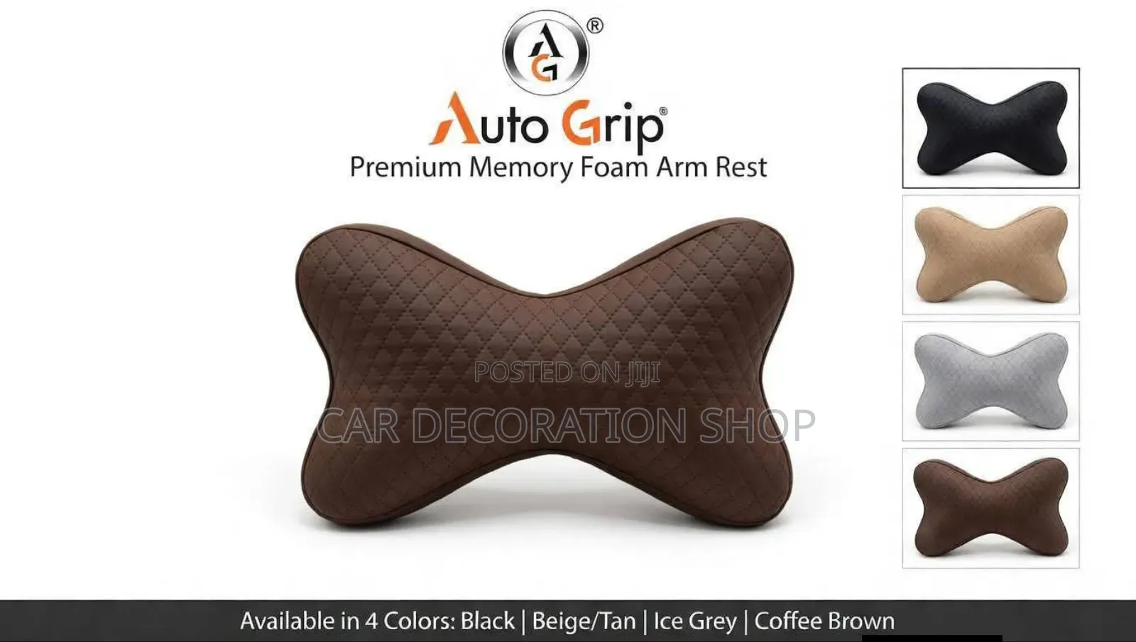 Premium Memory Foam Heavy Duty 2pc Brown Headrest Pillow