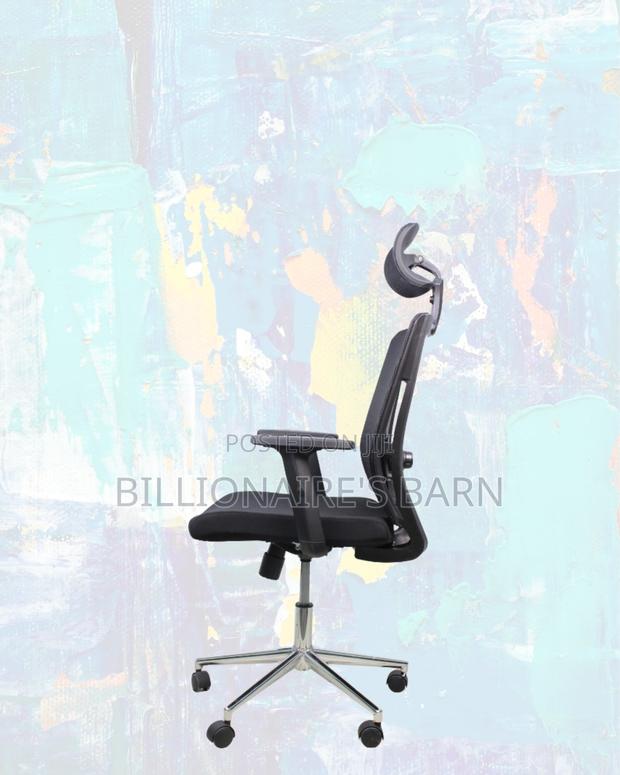 Black Mesh Office Chair Ergonomic Headrest With Chrome Base Adjustable - thumbnail 2
