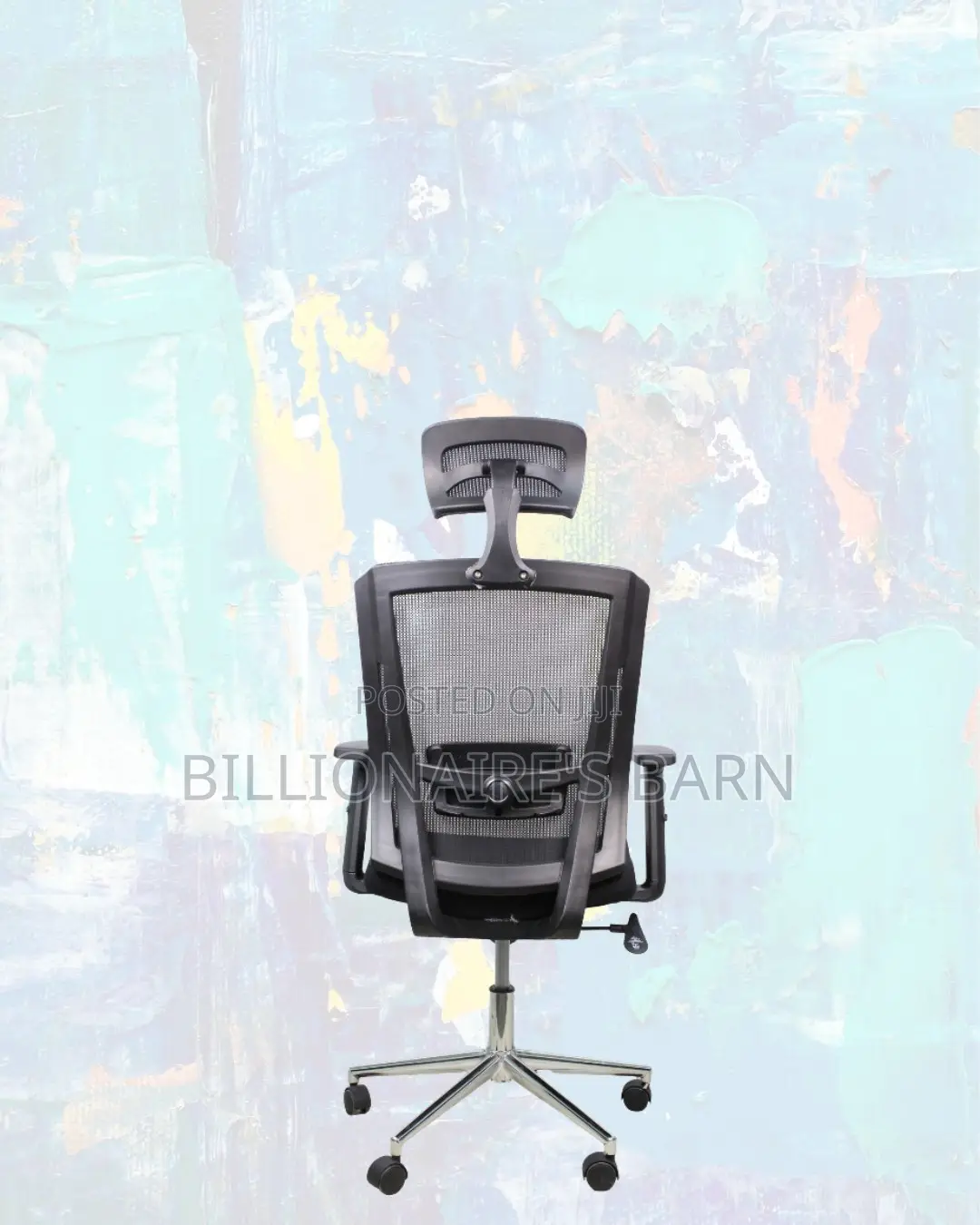 Black Mesh Office Chair Ergonomic Headrest With Chrome Base Adjustable