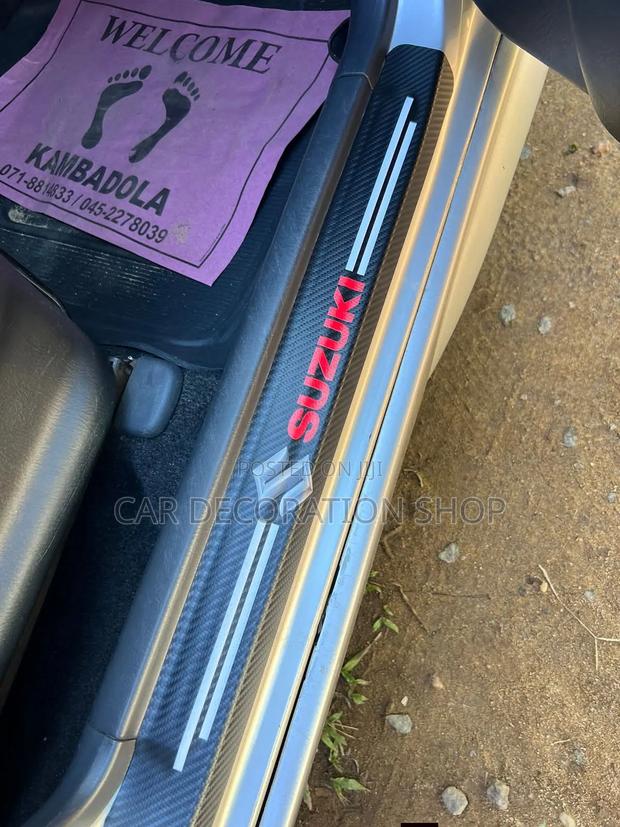 Car Fitted With Styling Door Sill Stickers Carbon Fiber