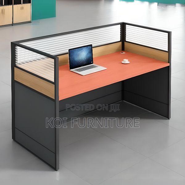 Office Desk : 1-Way Workstation 1.2m X 0.6m in Brown.