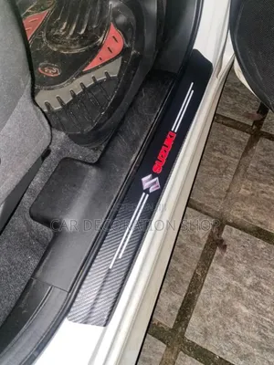 Car Fitted With Styling Door Sill Stickers Carbon Fiber