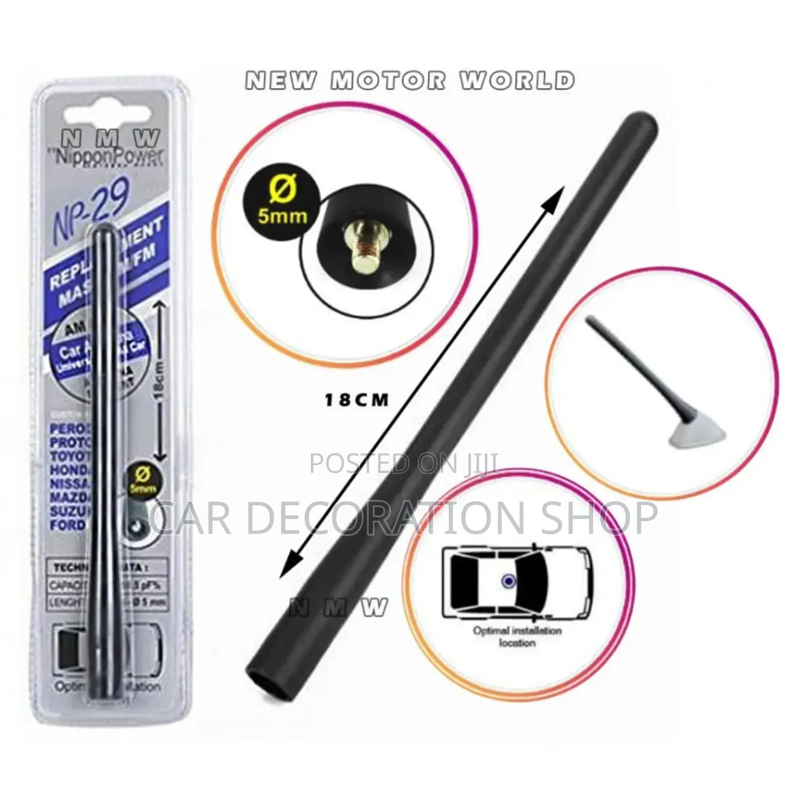 Nippon Power Slim Upgrade Fm/Am Roof Antennae