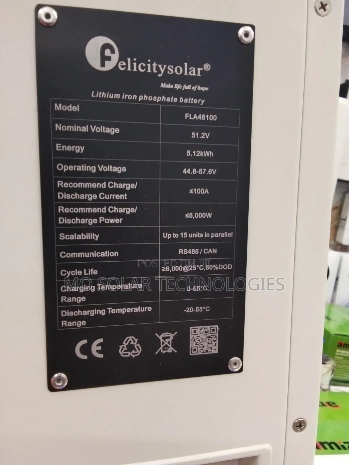 51.2kwh Fla48100 Felicity Lifepo4 Lithium Battery