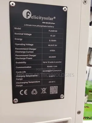 51.2kwh Fla48100 Felicity Lifepo4 Lithium Battery