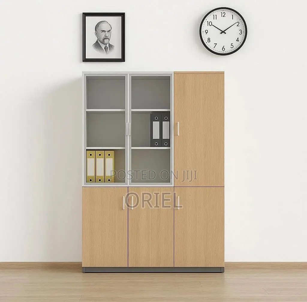 Storage Cabinets : 3 Door Transparent Office Storage Cupboard