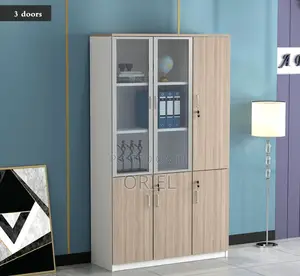 Storage Cabinets : 3 Door Transparent Office Storage Cupboard