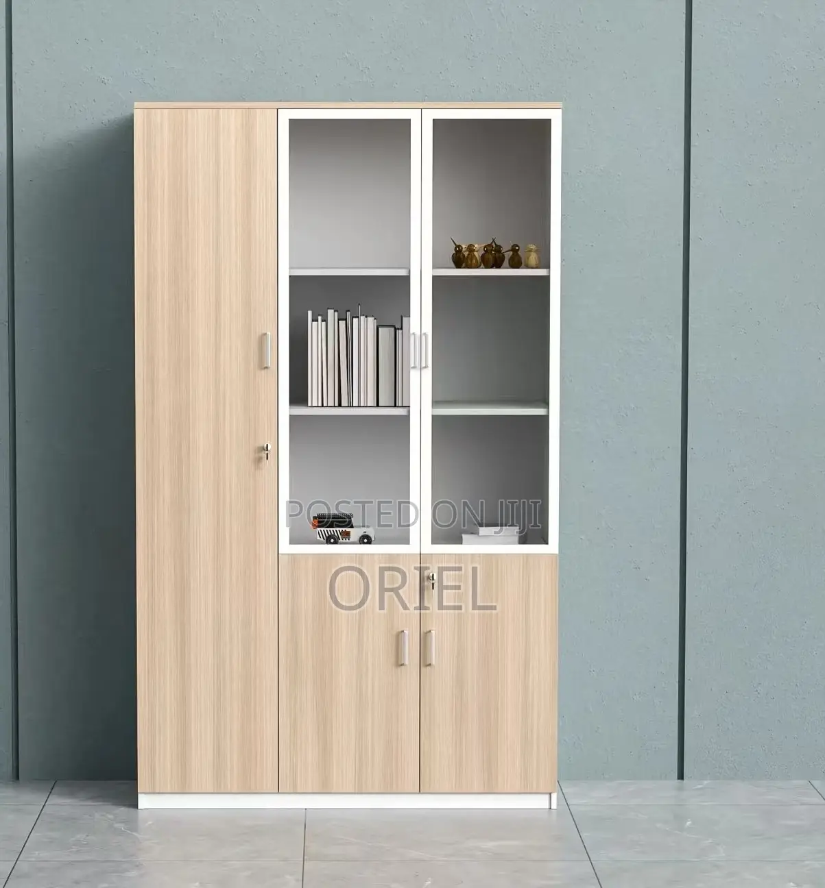 Storage Cabinets : 3 Door Transparent Office Storage Cupboard