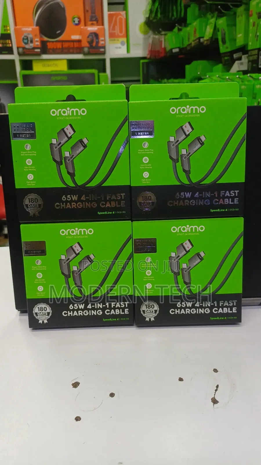 Oraimo Speedline 4 65w 4-in-C Fast Charging Cable (Ocd-155)
