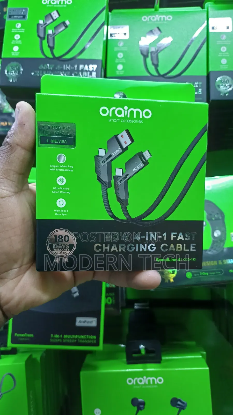 Oraimo Speedline 4 65w 4-in-C Fast Charging Cable (Ocd-155)