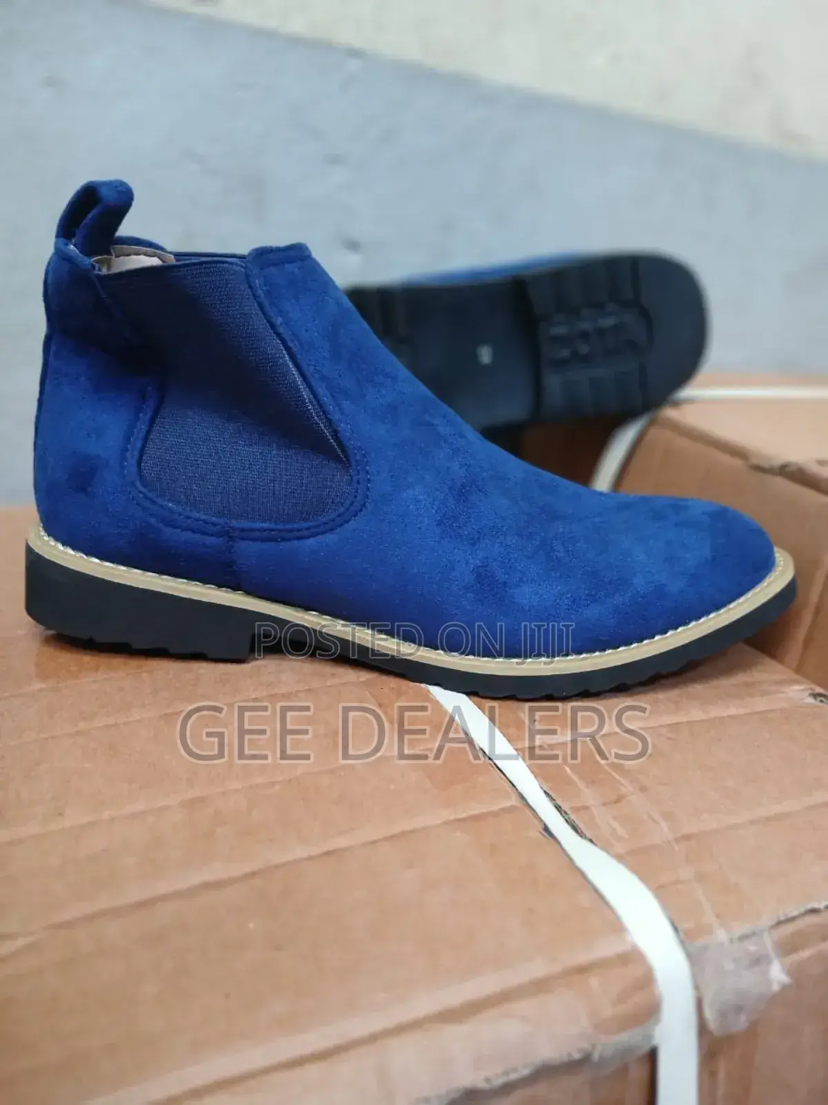 Blue Men Chelsea Boots,Suede Men Boots