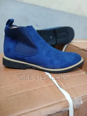 Blue Men Chelsea Boots,Suede Men Boots
