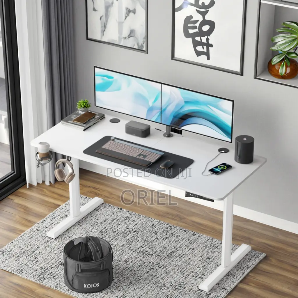 Office Desk : Office 1.2m Electric Height Adjustable Computer Desk