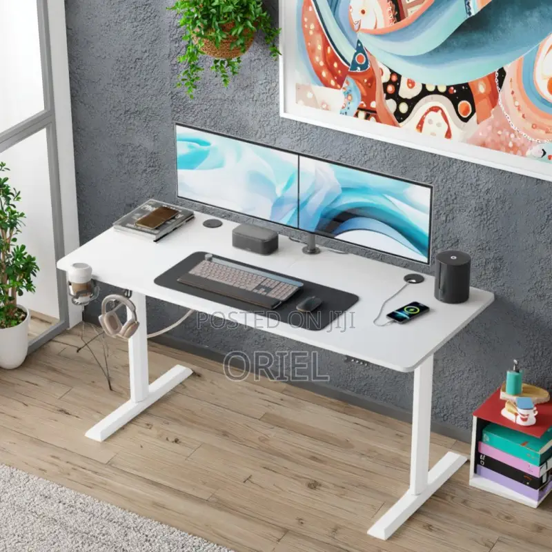 Office Desk : Office 1.2m Electric Height Adjustable Computer Desk
