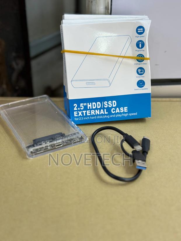 2.5" Inch Clear Sata Hard Drive Enclosure External Laptop Disk Case - main view