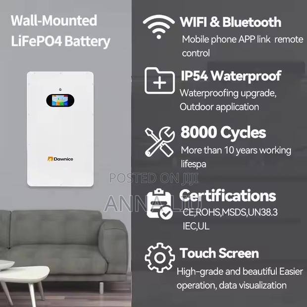 Industrial Grade 20kwh Dawnice 51.2v 410ah Wall Battery