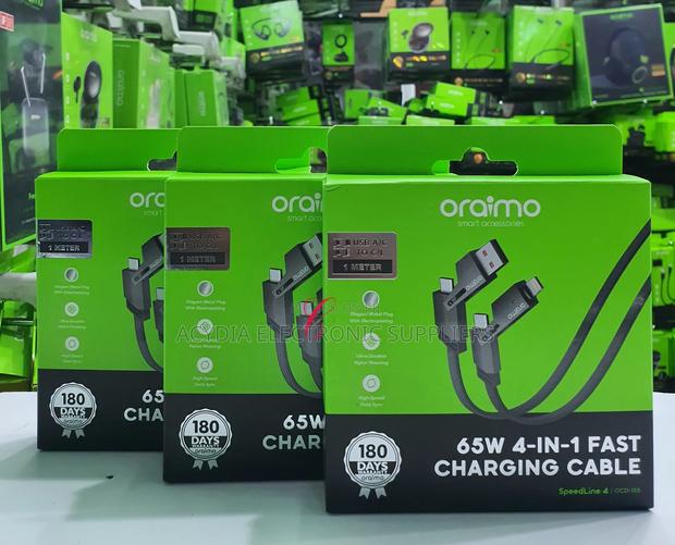 Oraimo Speedline 4, 65w 4-in-1 Fast Charging Cable