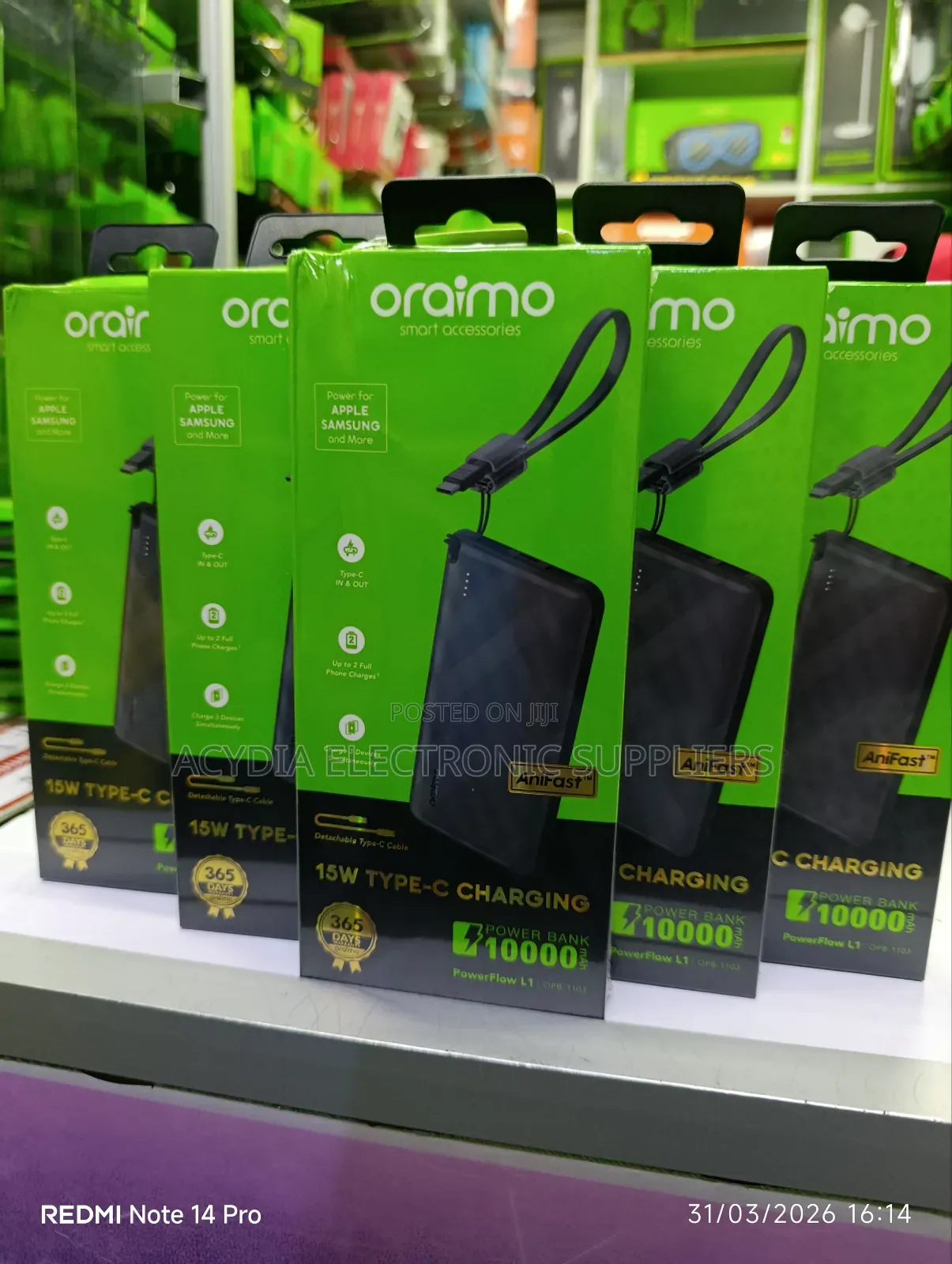 Oraimo Powerflow L1 15w Type C Charging,10000mah Power Bank