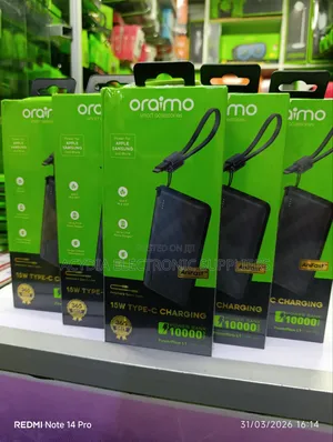 Oraimo Powerflow L1 15w Type C Charging,10000mah Power Bank