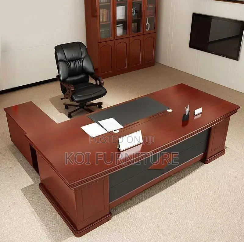 Office Desk : 2m Traditional Brown Wood Executive Desk