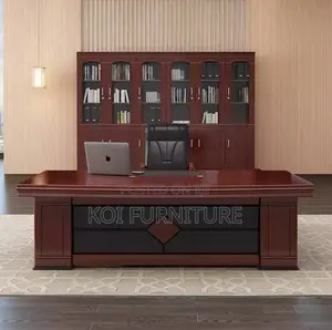 Office Desk : 2m Traditional Brown Wood Executive Desk
