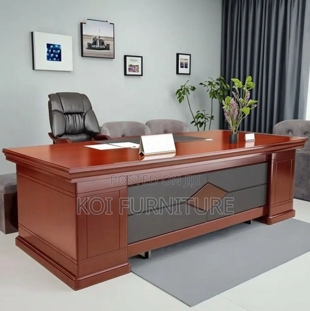 Office Desk : 2m Traditional Brown Wood Executive Desk