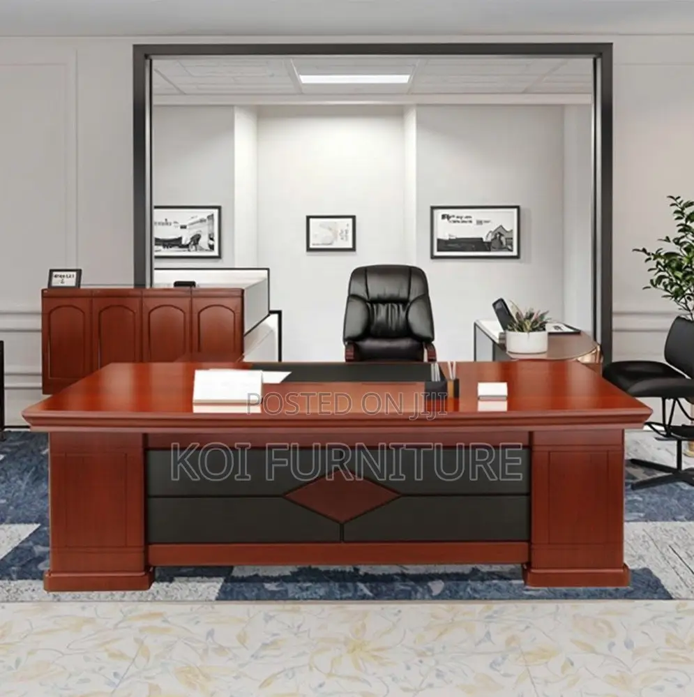 Office Desk : 2m Traditional Brown Wood Executive Desk
