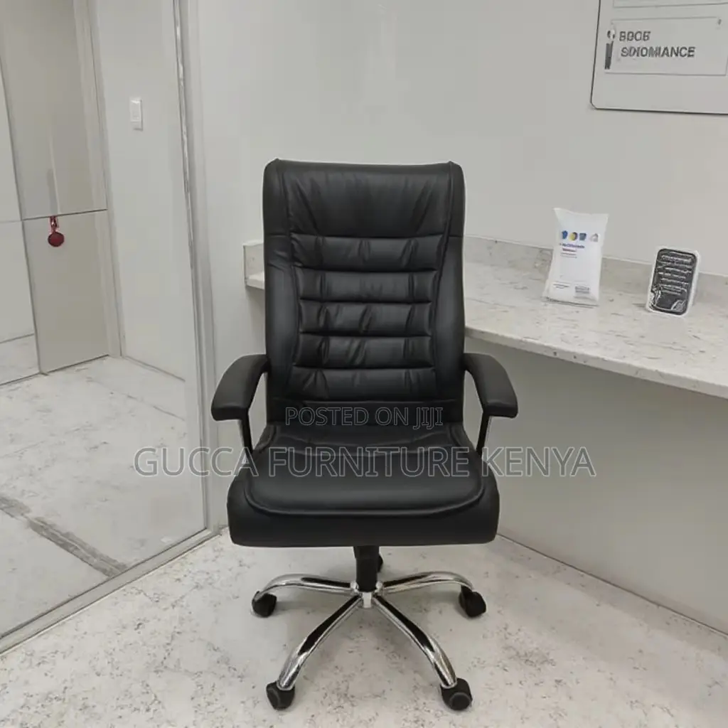Adjustable Black Leather Staff Desk Chair