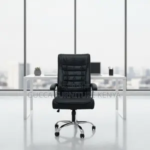 Adjustable Black Leather Staff Desk Chair