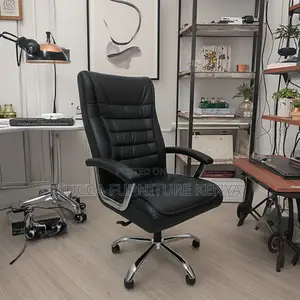 Adjustable Black Leather Staff Desk Chair