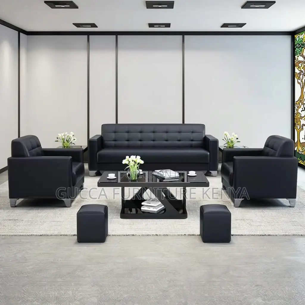 Leather Executive 5-Seater Visitor's Office Sofa