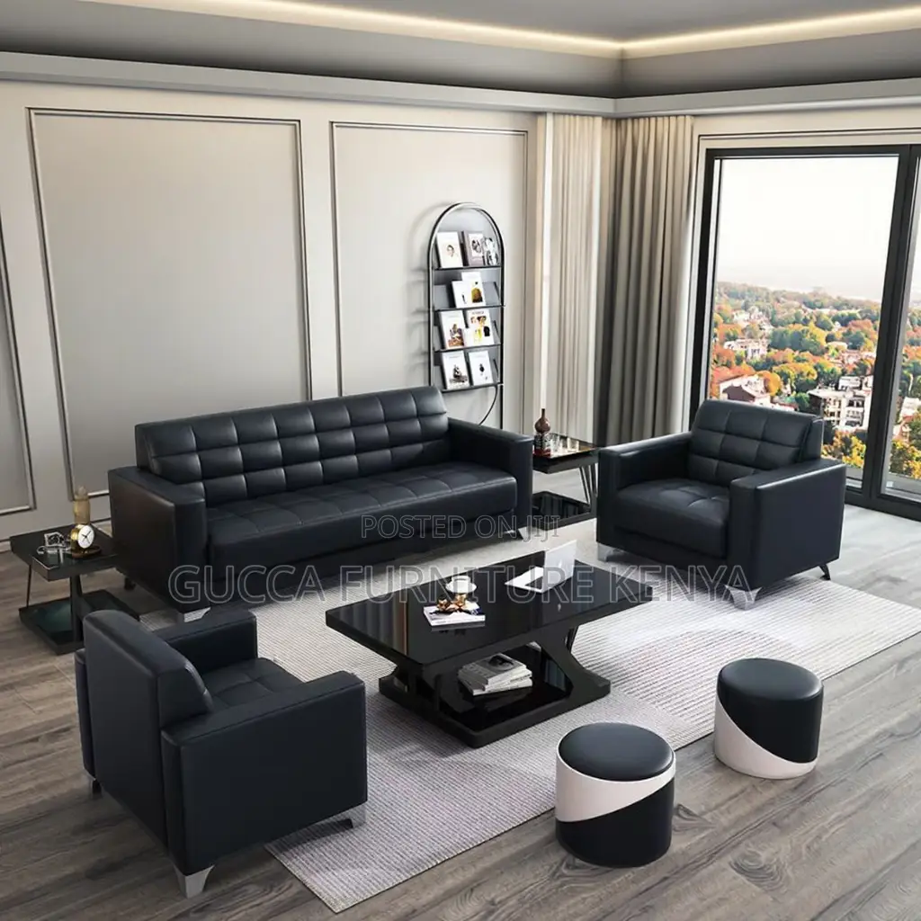Leather Executive 5-Seater Visitor's Office Sofa