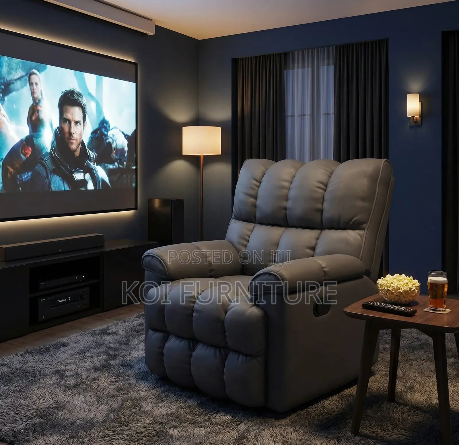 Office Sofa : Gray Single Sofa Recliner With Footrest