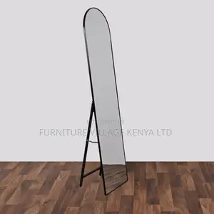 Dressing Mirror; Long Black Rectangular Mirror With Stand