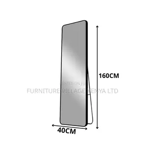 Dressing Mirror; Long Black Rectangular Mirror With Stand