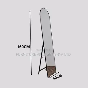 Dressing Mirror; Long Black Rectangular Mirror With Stand